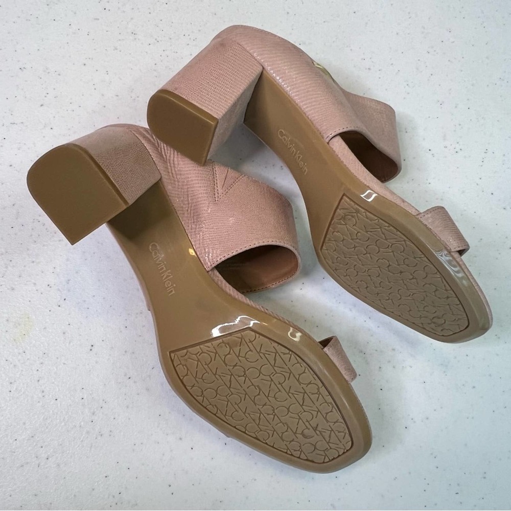 CALVIN KLEIN Cirella Women’s Nude Block Heel Dress Sandal Mule Size 9,5 #66 - Picture 5 of 11